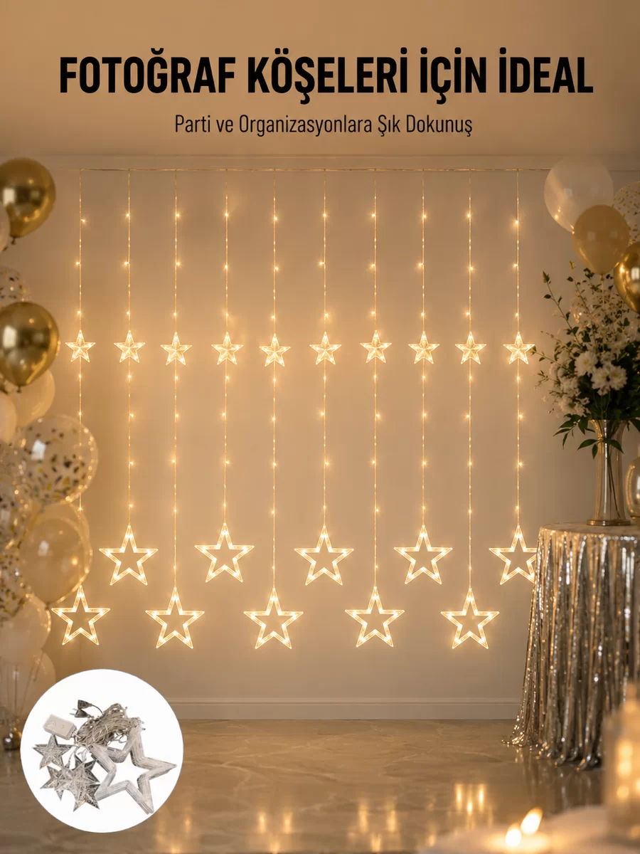 Dekoratif Yıldız Peri Led Perde 3x3 Metre Ortam Işığı Yeni Nesil 1 Dekoratif Yıldız Peri Led Perde 3x3 Metre Ortam Işığı Yeni Nesil