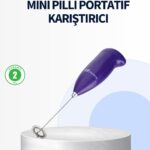 Mini Pilli Portatif Karıştırıcı – Cappuccino, Latte, Frappe ve Kahve Köpürtücü