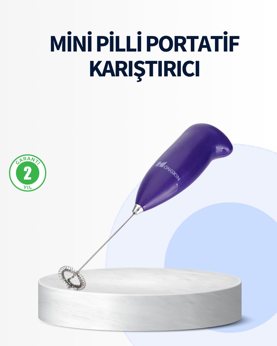 Mini Pilli Portatif Karıştırıcı – Cappuccino Latte Frappe ve Kahve Köpürtücü 1 Mini Pilli Portatif Karıştırıcı – Cappuccino Latte Frappe ve Kahve Köpürtücü