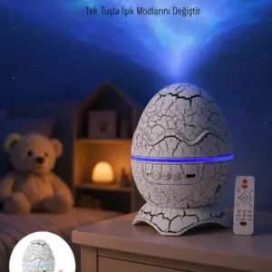 Yumurta Görünümlü Masa ve Gece Lambası Renk Değiştirebilen Projektör