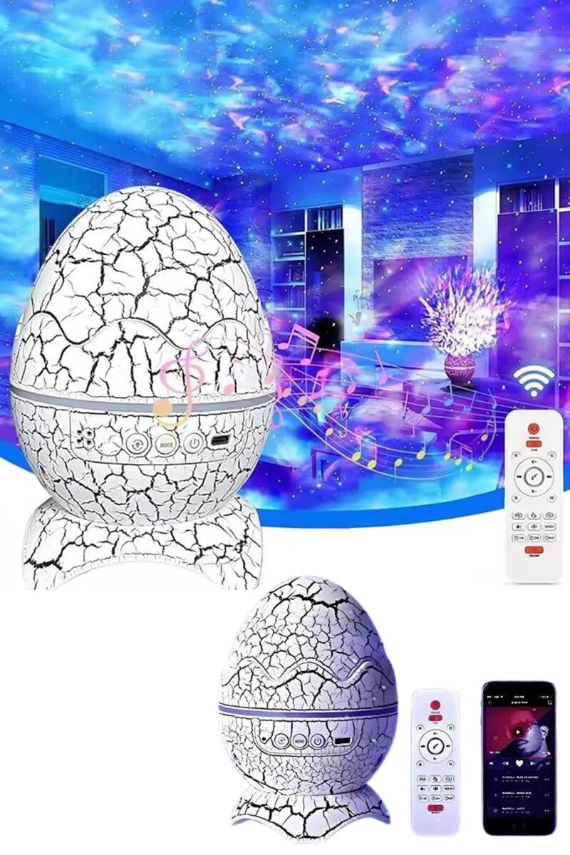 Bluetooth Hoparlör Dinozor Yumurtası Gece Masa Lambası Projektör 2 Bluetooth Hoparlör Dinozor Yumurtası Gece Masa Lambası Projektör - Görsel 2