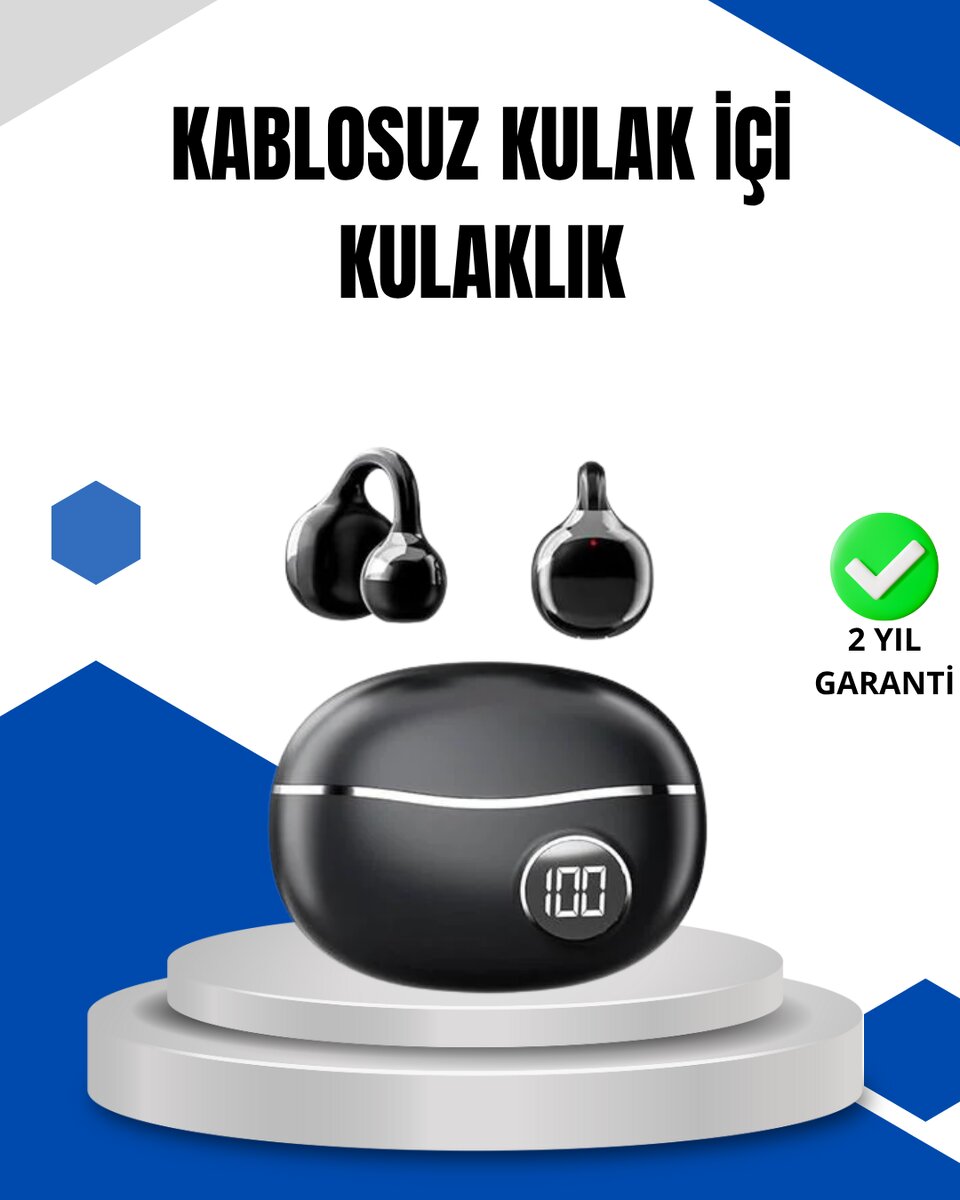Bluetooth 5.4 Kablosuz Kulaklık – Açık Kulak Güvenli Tasarım ve Hızlı Şarj Özelliği 1 Bluetooth 5.4 Kablosuz Kulaklık – Açık Kulak Güvenli Tasarım ve Hızlı Şarj Özelliği