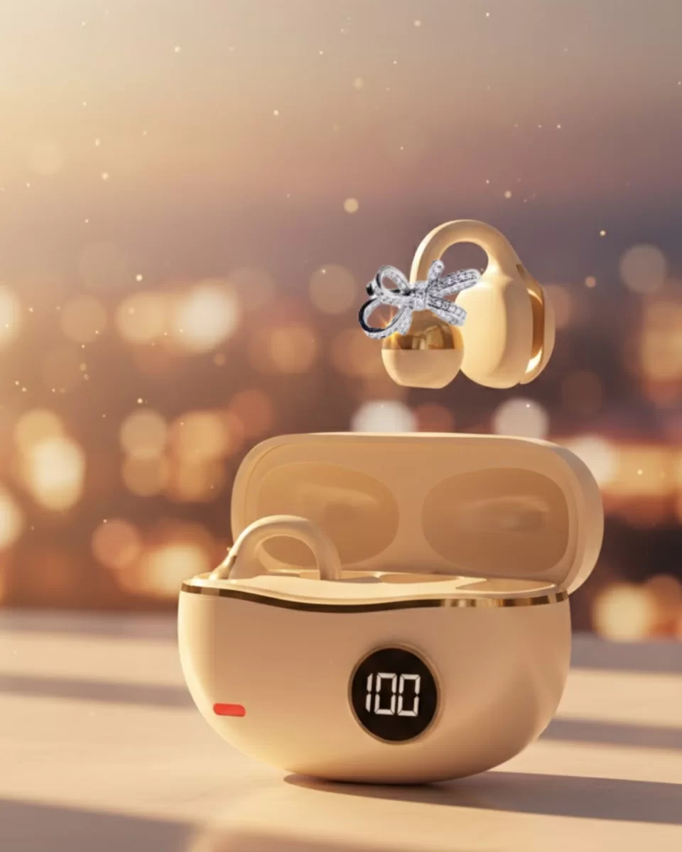 Şık ve Taşınabilir Bluetooth Kulaklık Gün Boyu Kullanım 2 Kurdele Küpe Hediyeli 1 Şık ve Taşınabilir Bluetooth Kulaklık Gün Boyu Kullanım 2 Kurdele Küpe Hediyeli
