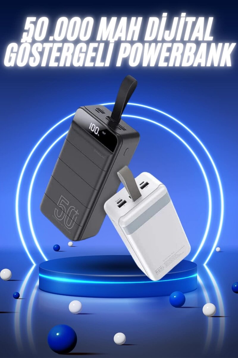 50.000 Mah Powerbank Turbo Hızlı Led Göstergeli Android İOS Uyumlu Taşınabilir Askılı 1 50.000 Mah Powerbank Turbo Hızlı Led Göstergeli Android İOS Uyumlu Taşınabilir Askılı