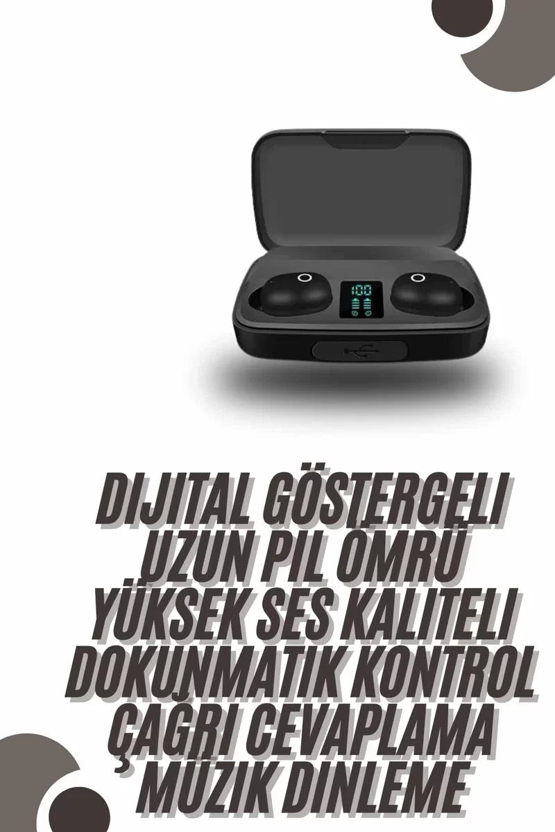 TWS Bluetooth Kulaklık 5.0 Bluetooth Bağlantılı Dokunmatik Kontrol Özelliği Yeni Nesil 2 TWS Bluetooth Kulaklık 5.0 Bluetooth Bağlantılı Dokunmatik Kontrol Özelliği Yeni Nesil - Görsel 2
