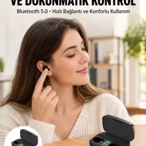 TWS Bluetooth Kulaklık 5.0 Bluetooth Bağlantılı Dokunmatik Kontrol Özelliği Yeni Nesil