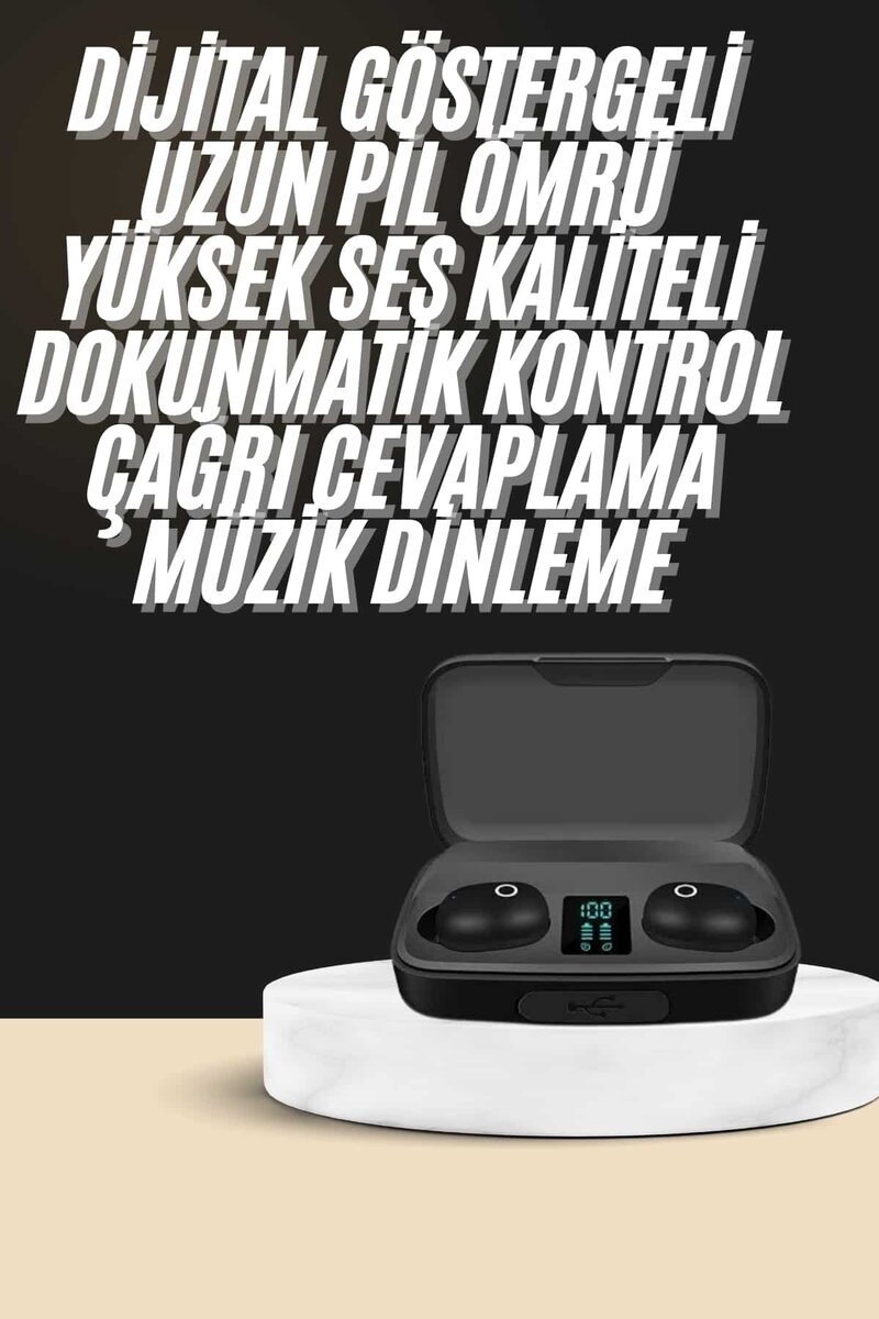 Kablosuz Dijital Göstergeli Çağrı Cevaplayabilen TWS 5.0 Bluetooth Kulaklık 2 Kablosuz Dijital Göstergeli Çağrı Cevaplayabilen TWS 5.0 Bluetooth Kulaklık - Görsel 2