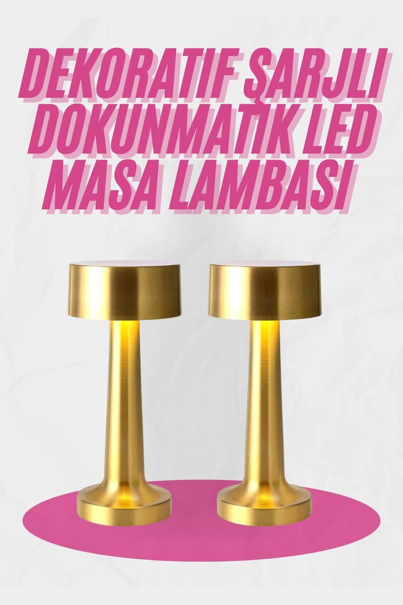 Altın Rengi Masa ve Gece Lambası Dokunmatik Şarjlı Masa Lambası 1 Altın Rengi Masa ve Gece Lambası Dokunmatik Şarjlı Masa Lambası