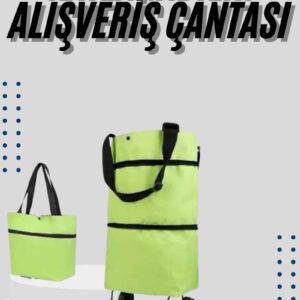 Katlanabilir Tekerlekli Çantalı Çarşı Pazar Arabası Alışveriş Çantası Piknik Çantası