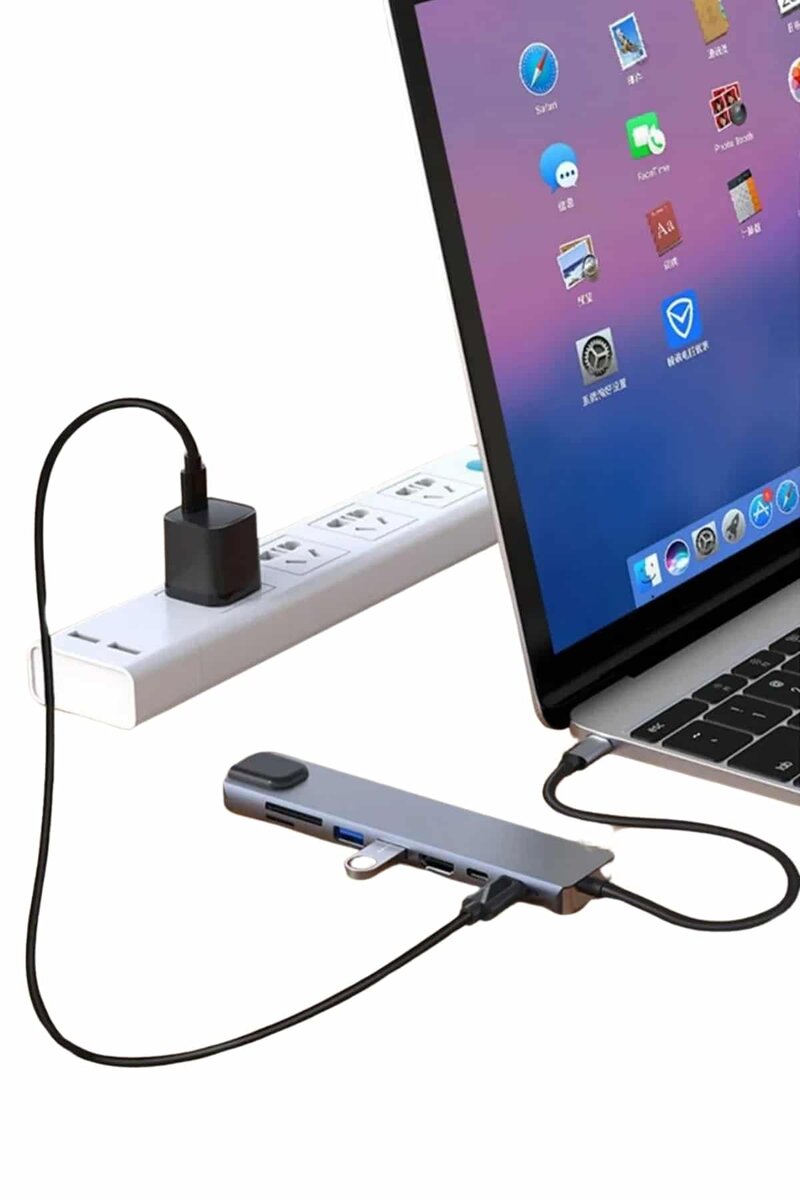 8 Port Çoklayıcı Macbook Ile Uyumlu Çoğaltıcı Type-C dönüştürücü TF SD kart 2 8 Port Çoklayıcı Macbook Ile Uyumlu Çoğaltıcı Type-C dönüştürücü TF SD kart - Görsel 2