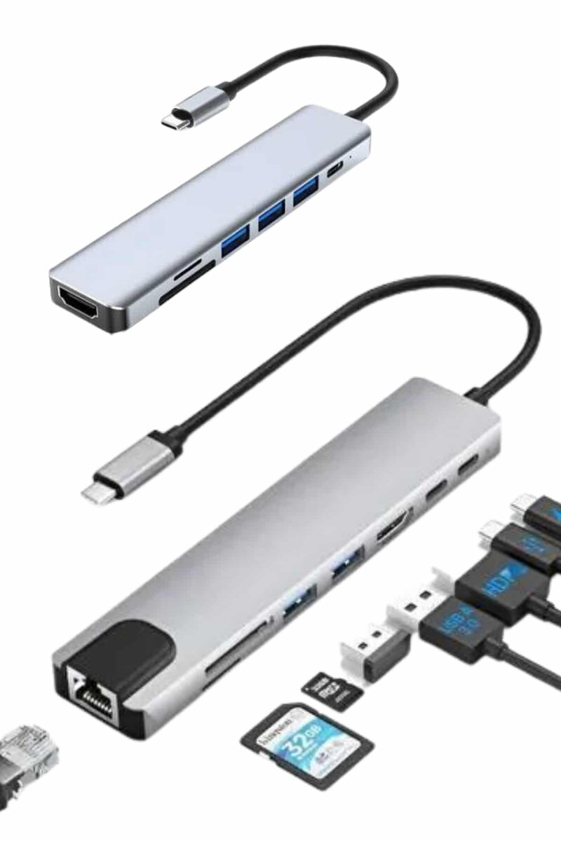 8 Port Çoklayıcı Macbook Ile Uyumlu Çoğaltıcı Type-C dönüştürücü TF SD kart 3 8 Port Çoklayıcı Macbook Ile Uyumlu Çoğaltıcı Type-C dönüştürücü TF SD kart - Görsel 3