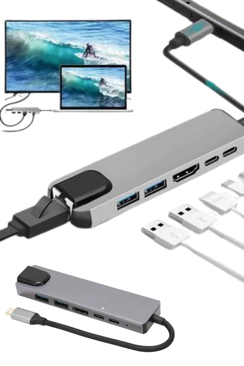 Usb Type-c Hub Dönüştürücü Çevirici Çoklayıcı Macbook Çevirici 8 Portlu 2 Usb Type-c Hub Dönüştürücü Çevirici Çoklayıcı Macbook Çevirici 8 Portlu - Görsel 2