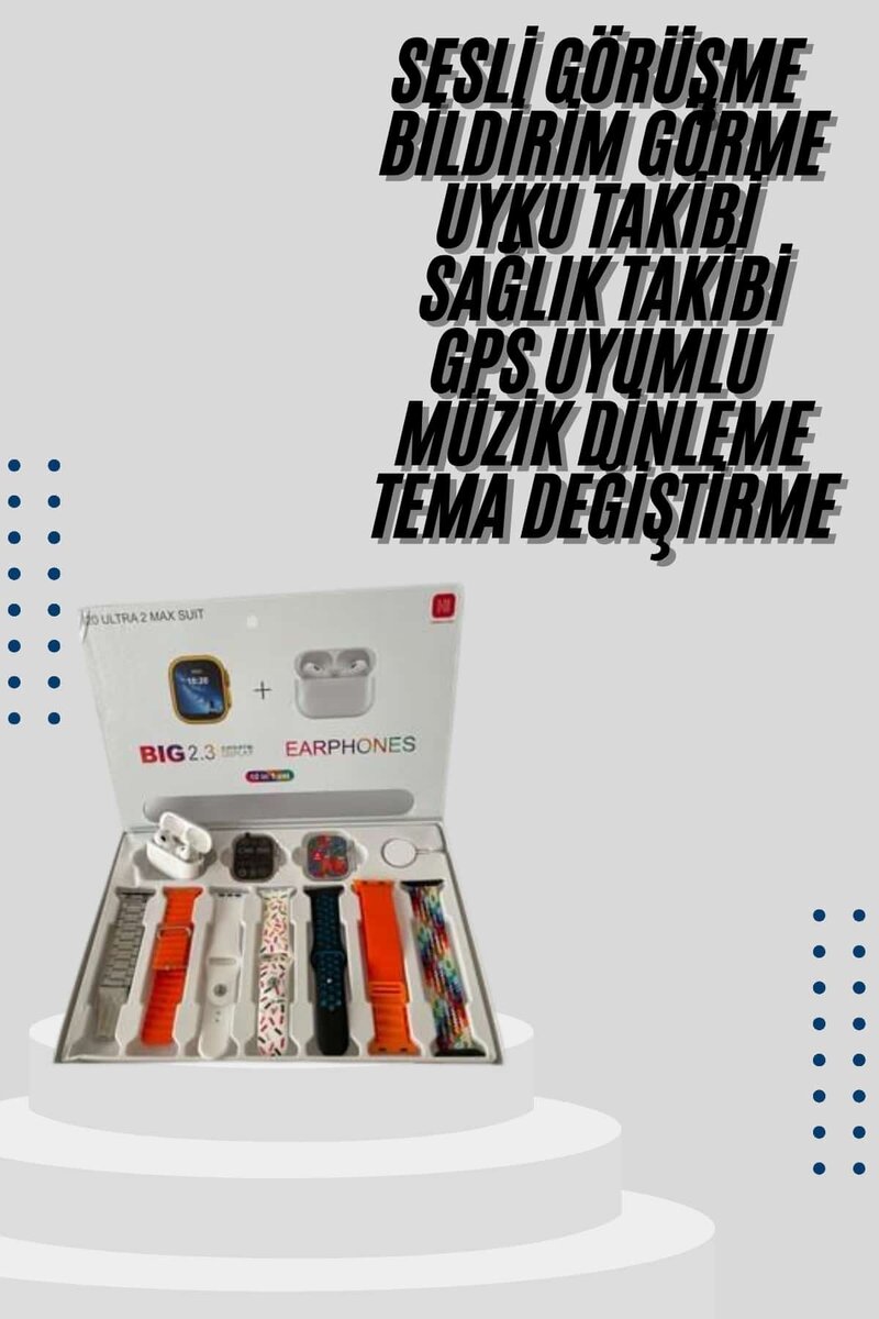 9 Ultra Akıllı Saat 49mm 2inç Ekran 7 Kordonlu ve Bluetooth Kulaklık 2 9 Ultra Akıllı Saat 49mm 2inç Ekran 7 Kordonlu ve Bluetooth Kulaklık - Görsel 2