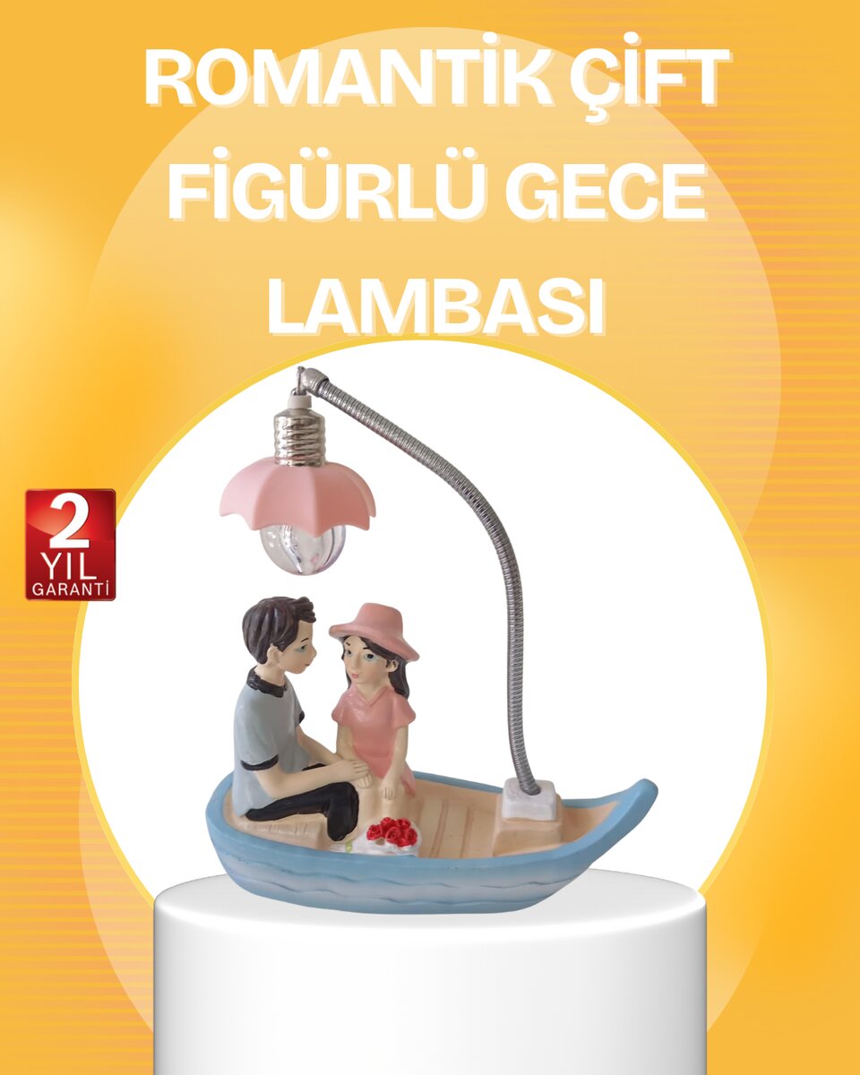Romantik Çift Figürlü Gece Lambası Sandal Model Sevgiliye Özel Hediye 1 Romantik Çift Figürlü Gece Lambası Sandal Model Sevgiliye Özel Hediye