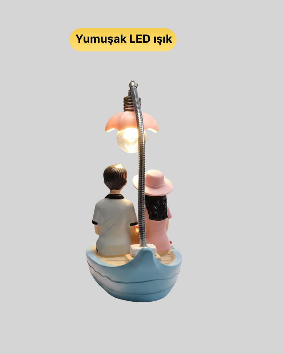 Romantik Çift Figürlü Gece Lambası Sandal Model Sevgiliye Özel Hediye 3 Romantik Çift Figürlü Gece Lambası Sandal Model Sevgiliye Özel Hediye - Görsel 3