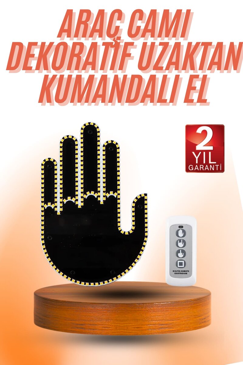 Kumandalı El Led Araba İçi 4 Farklı Mod El Orta Parmak Led 1 Kumandalı El Led Araba İçi 4 Farklı Mod El Orta Parmak Led