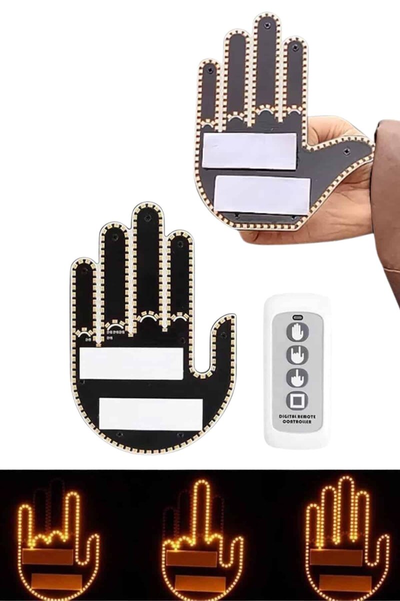 Kumandalı El Led Araba İçi 4 Farklı Mod El Orta Parmak Led 3 Kumandalı El Led Araba İçi 4 Farklı Mod El Orta Parmak Led - Görsel 3