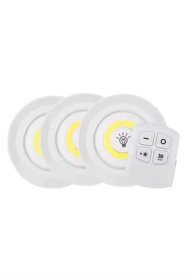 Led Lamba 3'lü Uzaktan Kumandalı Yapışkanlı 1 Led Lamba 3'lü Uzaktan Kumandalı Yapışkanlı