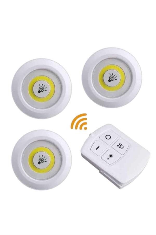 Led Lamba 3'lü Uzaktan Kumandalı Yapışkanlı 2 Led Lamba 3'lü Uzaktan Kumandalı Yapışkanlı - Görsel 2