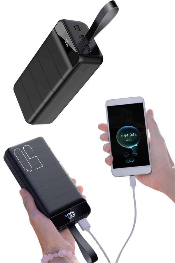 Taşınabilir Powerbank 50.000 mAh 4 Girişli Hızlı Şarj Led Göstergeli Fenerli Şarj 1 Taşınabilir Powerbank 50.000 mAh 4 Girişli Hızlı Şarj Led Göstergeli Fenerli Şarj