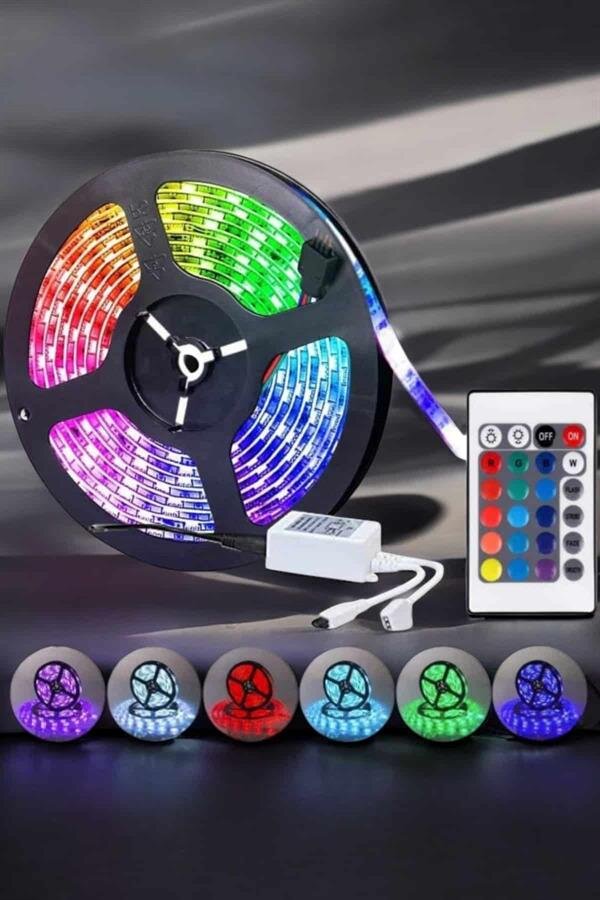 Led Işık 5 Metre Şerit Led RGB Işıklı 3 Led Işık 5 Metre Şerit Led RGB Işıklı - Görsel 3