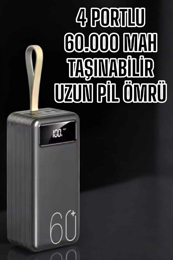 Powerbank 60.000 Mah Hızlı Şarj 4 Çıkışlı Uzun Şarj Süreli Dijital Göstergeli 1 Powerbank 60.000 Mah Hızlı Şarj 4 Çıkışlı Uzun Şarj Süreli Dijital Göstergeli