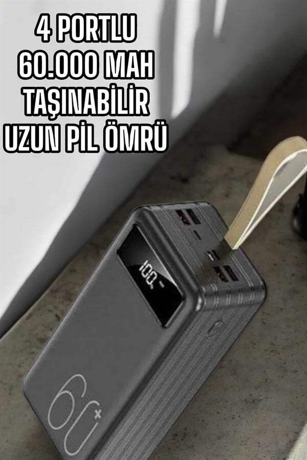Powerbank 60.000 MAH Dijital Göstergeli 4 Portlu Taşınabilir 1 Powerbank 60.000 MAH Dijital Göstergeli 4 Portlu Taşınabilir