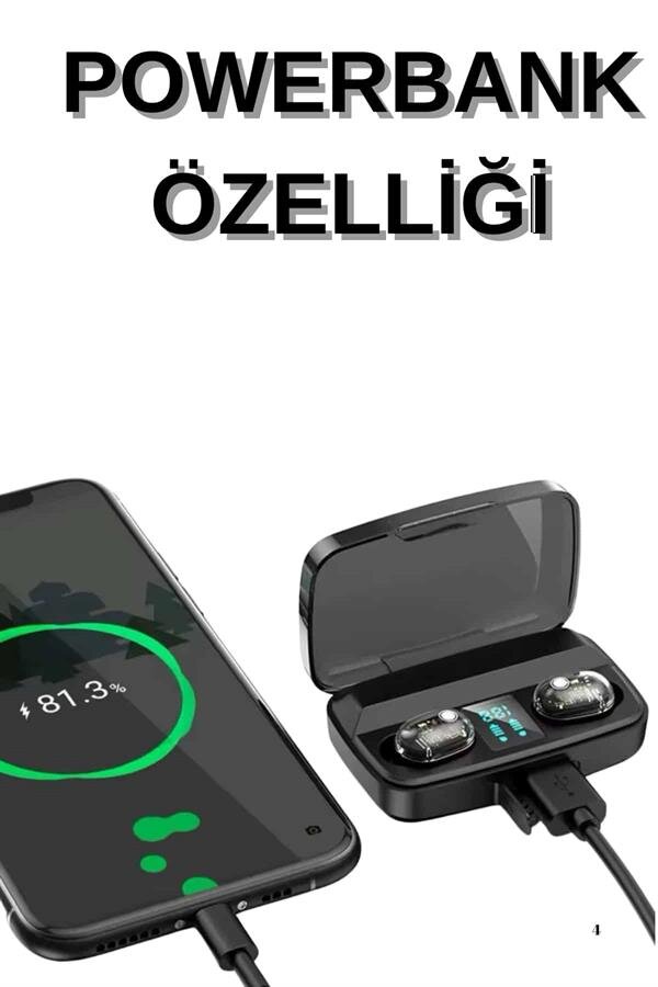 Dijital Göstergeli Bluetooth Kulaklık Kablosuz TWS Stereo Bluetooth 5.0 4 Dijital Göstergeli Bluetooth Kulaklık Kablosuz TWS Stereo Bluetooth 5.0 - Görsel 4