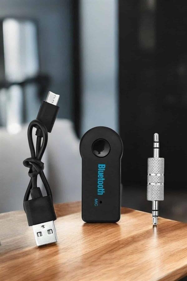 Kablosuz Bluetooth Aux Araç Kiti Siyah Hafıza Kartlı 1 Kablosuz Bluetooth Aux Araç Kiti Siyah Hafıza Kartlı