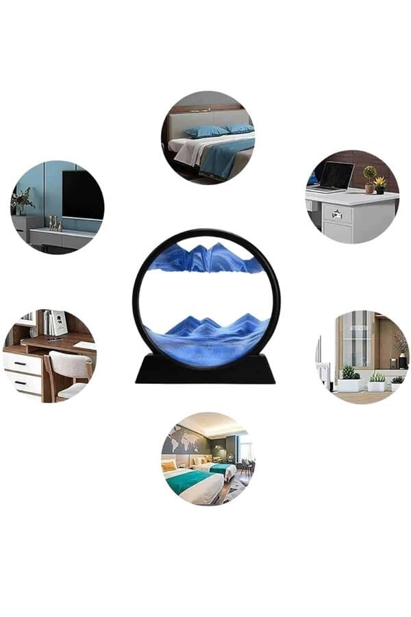 7 Inç Mavi Orta Boy Dekoratif Yuvarlak Şık Kum Tablosu Modern Dekoratif Süs 3 7 Inç Mavi Orta Boy Dekoratif Yuvarlak Şık Kum Tablosu Modern Dekoratif Süs - Görsel 3