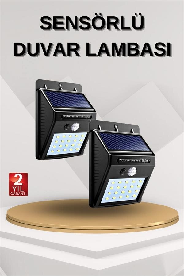 Solar Sensörlü Duvar Lambası Bahçe Lamba 20 Led Işık 2 Solar Sensörlü Duvar Lambası Bahçe Lamba 20 Led Işık - Görsel 2