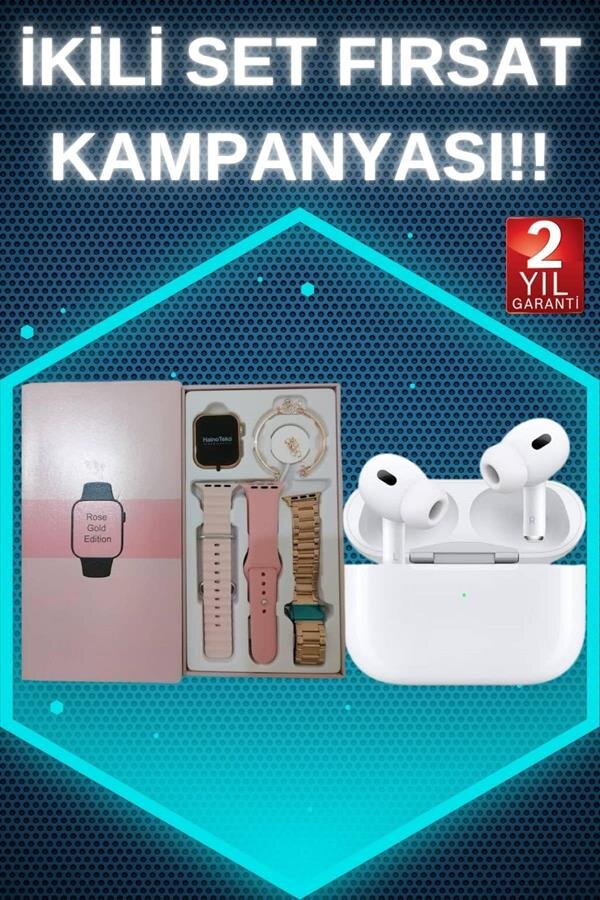 3 Kordonlu Pembe Amoled Ekran Akıllı Saat ve Yeni Nesil Pro Kablosuz Bluetooth Kulaklık ANC/ENC 2 3 Kordonlu Pembe Amoled Ekran Akıllı Saat ve Yeni Nesil Pro Kablosuz Bluetooth Kulaklık ANC/ENC - Görsel 2