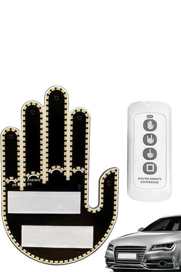 El Orta Parmak Led Kumandalı Araç İçi Reflektör Arka Cam El Simgesi 3 El Orta Parmak Led Kumandalı Araç İçi Reflektör Arka Cam El Simgesi - Görsel 3