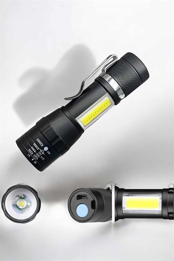 El Feneri Led USB Şarjlı Zoom Mini Led Işık Acil Durum Feneri 1 El Feneri Led USB Şarjlı Zoom Mini Led Işık Acil Durum Feneri