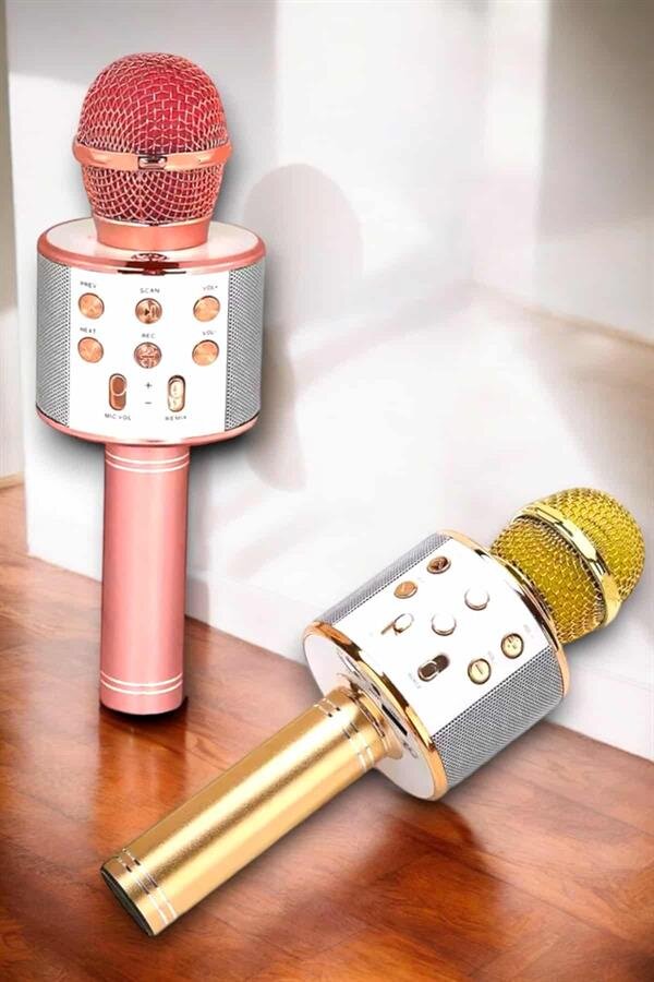 Kablosuz Bluetooth Karaoke Mikrofon USB ve AUX Girişli, Yüksek Ses Kalitesi 1 Kablosuz Bluetooth Karaoke Mikrofon USB ve AUX Girişli, Yüksek Ses Kalitesi