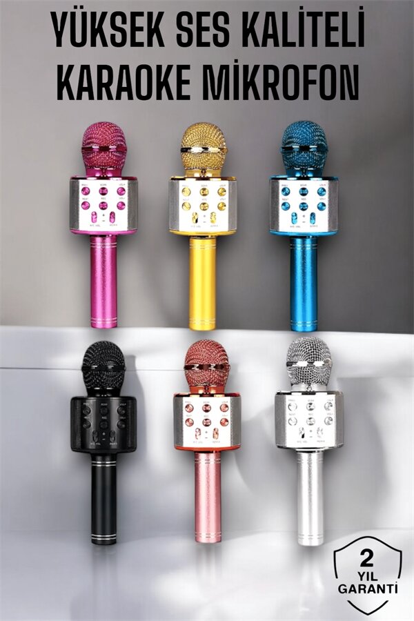 Kablosuz Bluetooth Karaoke Mikrofon USB ve AUX Girişli, Yüksek Ses Kalitesi 2 Kablosuz Bluetooth Karaoke Mikrofon USB ve AUX Girişli, Yüksek Ses Kalitesi - Görsel 2