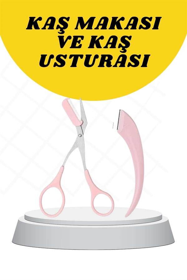Kavisli Kaş Düzeltici Seti Kaş Makası ve Kaş Usturası Paslanmaz Çelik Bıçaklı 2 Kavisli Kaş Düzeltici Seti Kaş Makası ve Kaş Usturası Paslanmaz Çelik Bıçaklı - Görsel 2
