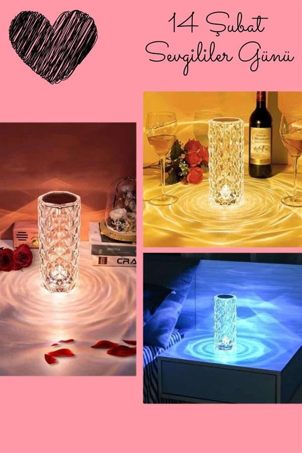 Sevgililer Gününe Özel Romantik Kristal Gece Lambası Sevgiliye Hediye 1 Sevgililer Gününe Özel Romantik Kristal Gece Lambası Sevgiliye Hediye
