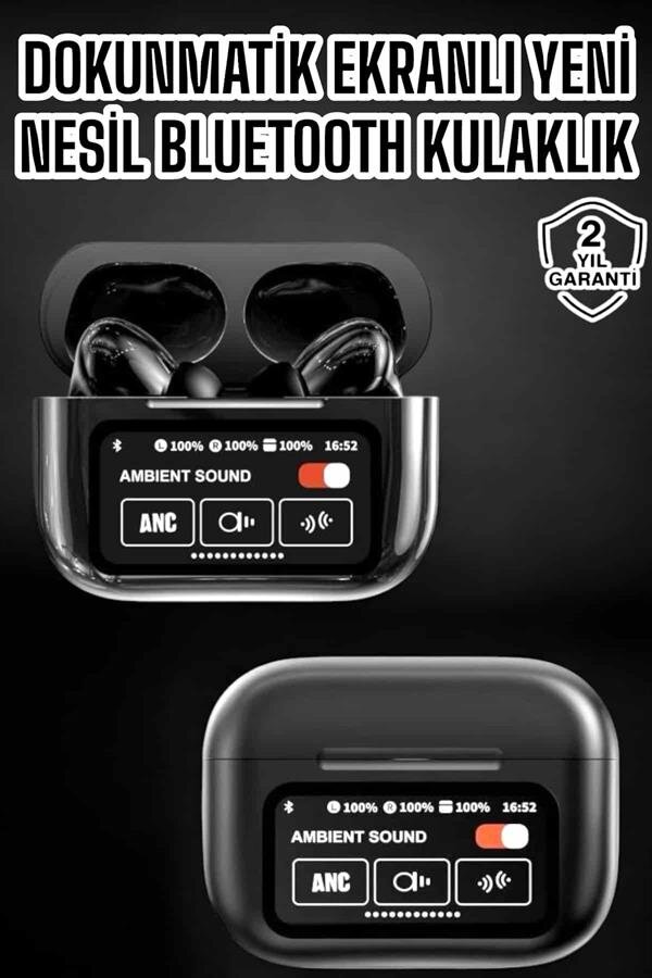 Bluetooth Kulaklık Kablosuz Ekranlı ANC/ENC Destekli Dokunmatik 1 Bluetooth Kulaklık Kablosuz Ekranlı ANC/ENC Destekli Dokunmatik