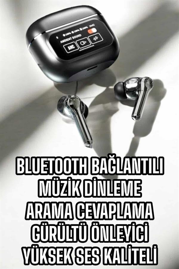 Bluetooth Kulaklık Kablosuz Ekranlı ANC/ENC Destekli Dokunmatik 2 Bluetooth Kulaklık Kablosuz Ekranlı ANC/ENC Destekli Dokunmatik - Görsel 2