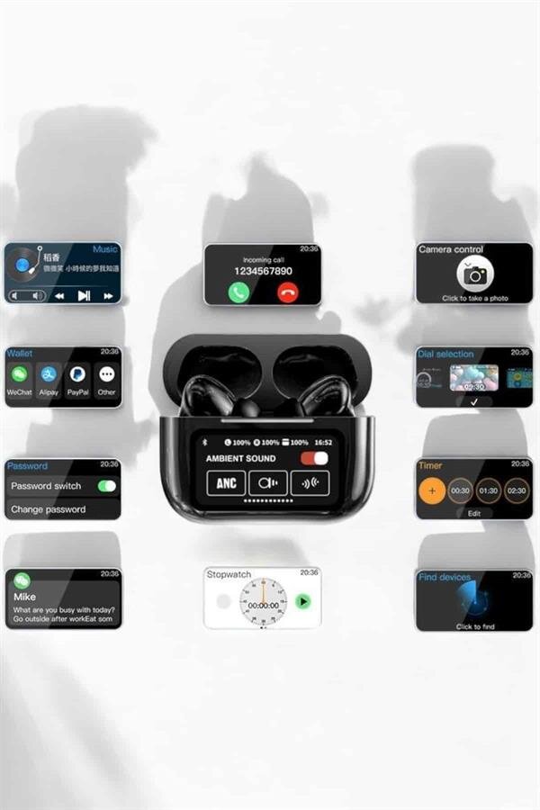 Bluetooth Kulaklık Kablosuz Ekranlı ANC/ENC Destekli Dokunmatik 4 Bluetooth Kulaklık Kablosuz Ekranlı ANC/ENC Destekli Dokunmatik - Görsel 4