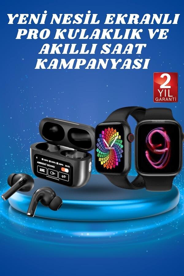 Ekranlı Yeni Nesil Pro Kulaklık ve Akıllı Saat Kampanyası Kulak İçi Mikrofonlu 2 Ekranlı Yeni Nesil Pro Kulaklık ve Akıllı Saat Kampanyası Kulak İçi Mikrofonlu - Görsel 2