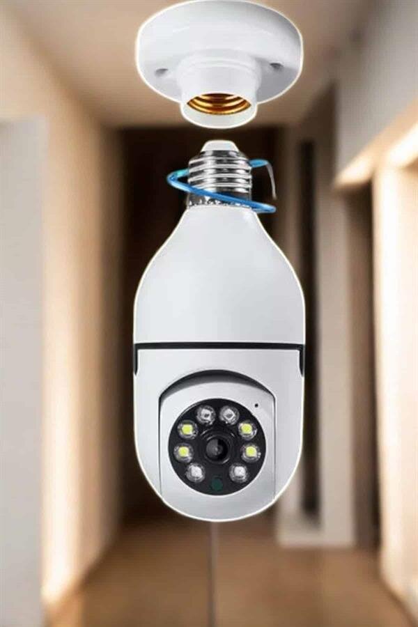 Wifi Kamera Duylu Ampul Görünümlü 360 Derece Dönebilen Ev Kamerası 3 Wifi Kamera Duylu Ampul Görünümlü 360 Derece Dönebilen Ev Kamerası - Görsel 3