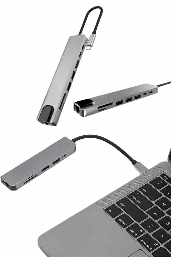 Çevirici Dönüştürücü Adaptör Macbook 3 In 1 Type-C To Hdmı USB 3.0 1 Çevirici Dönüştürücü Adaptör Macbook 3 In 1 Type-C To Hdmı USB 3.0