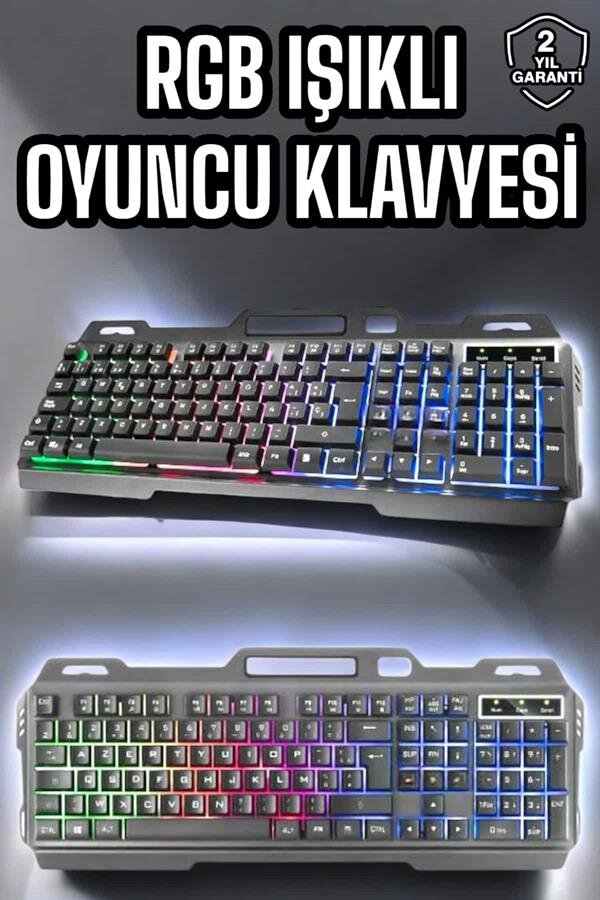 Led Işıklı Oyuncu Klavye Usb Girişli RGB Işıklı Q Klavye Mouse Hediyeli 2 Led Işıklı Oyuncu Klavye Usb Girişli RGB Işıklı Q Klavye Mouse Hediyeli - Görsel 2