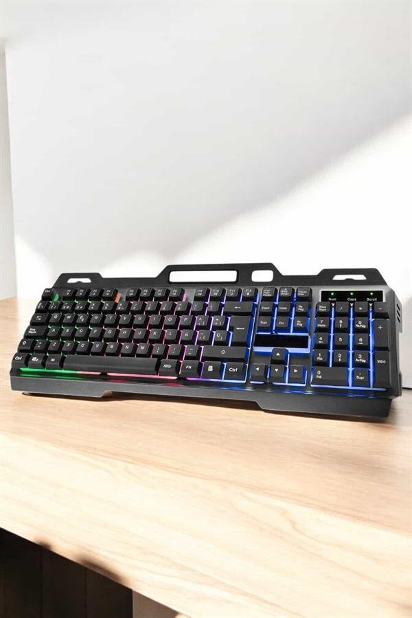 Led Işıklı Oyuncu Klavye Usb Girişli RGB Işıklı Q Klavye Mouse Hediyeli 4 Led Işıklı Oyuncu Klavye Usb Girişli RGB Işıklı Q Klavye Mouse Hediyeli - Görsel 4