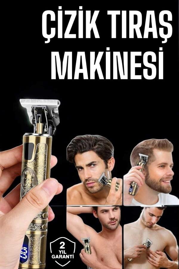 Tıraş Makinesi Şarjlı Profesyonel Saç Kesme Makinesi Gold Çizik Tıraş 2 Tıraş Makinesi Şarjlı Profesyonel Saç Kesme Makinesi Gold Çizik Tıraş - Görsel 2