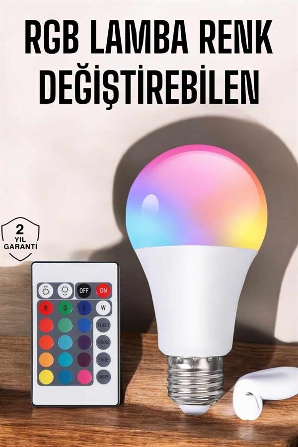 Led Ampul Enerji Dostu RGB Işıklı 100W Led Işık 2 Led Ampul Enerji Dostu RGB Işıklı 100W Led Işık - Görsel 2