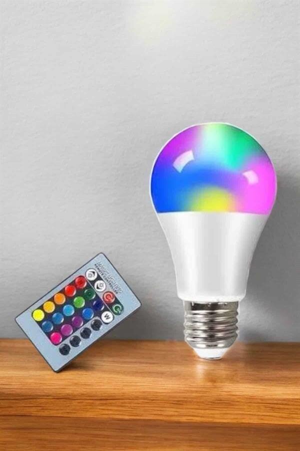 Led Ampul Enerji Dostu RGB Işıklı 100W Led Işık 4 Led Ampul Enerji Dostu RGB Işıklı 100W Led Işık - Görsel 4