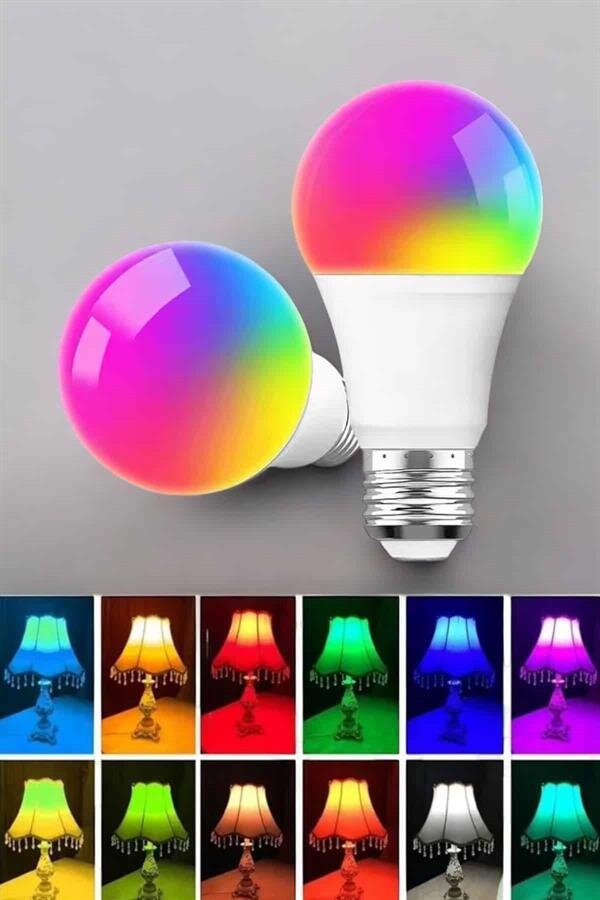 Led Ampul Enerji Dostu RGB Işıklı 100W Led Işık 1 Led Ampul Enerji Dostu RGB Işıklı 100W Led Işık